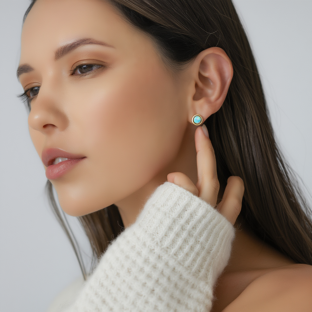 Bezel Set Gemstone Studs