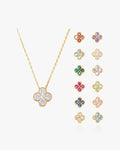 Clover Birthstone Necklace Sterling Silver