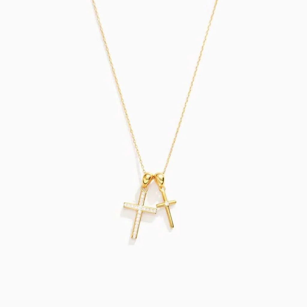 Dainty Double Cross Necklace
